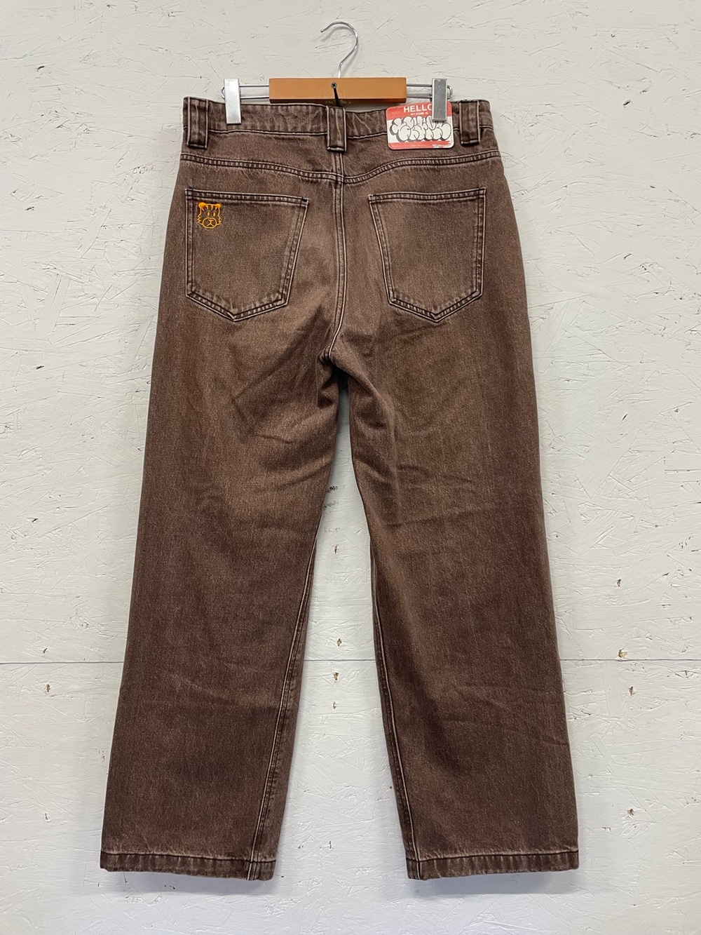 Empyre Loose Fit Brown Wash Skate Jeans, Size 30X32, Embroidered